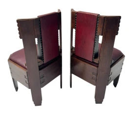 Two Art Deco Amsterdamse School Side Chairs Eibink & Snellebrand Style, 1920s